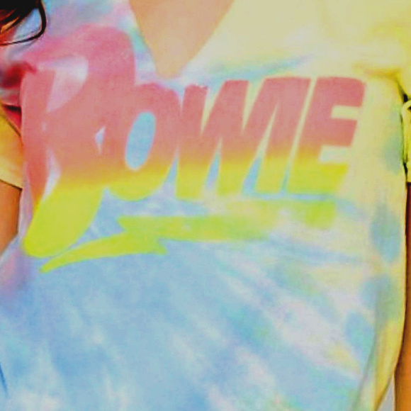 David Bowie Logo Choker Tie Dye glam pop rock Official cotton T-Shirt M NWT - Picture 2 of 3